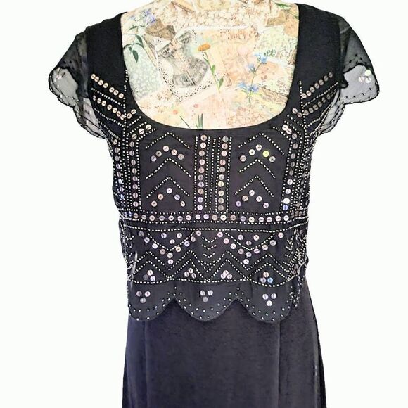 American Eagle Outfitters Charcoal Butterfly Sequined Bodycon Short Dress - Picture 6 of 11